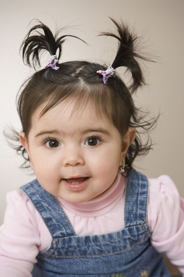女童个性短发造型 1至3岁个性儿童扎发图片