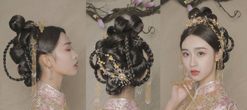 选春节假结婚的妹纸中式新娘发型 秀禾服发型比知否里的喜服发型